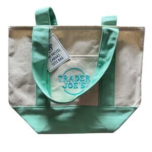 Trader Joe’s Mini Canvas Tote / Teal Pastel / Spring 2025 /LIMITED EDITION - NWT